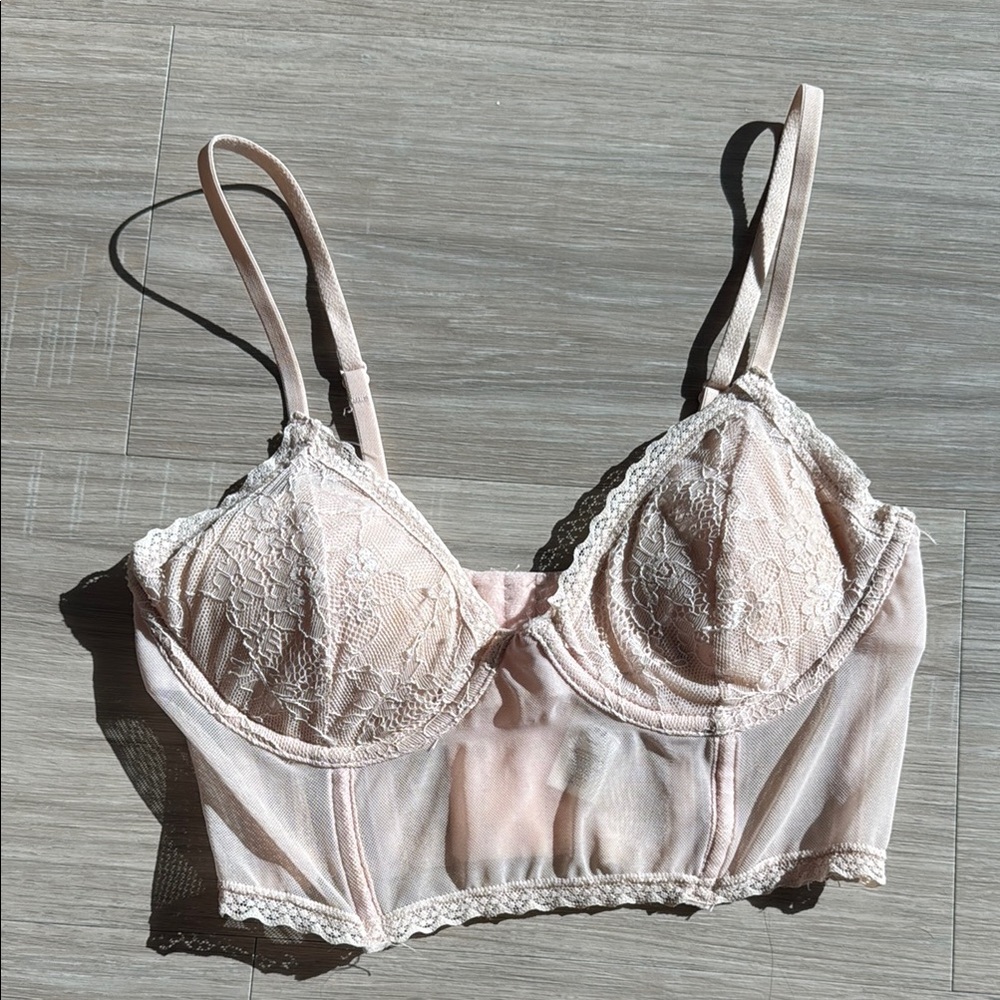 Lace Trim Pink Bralette